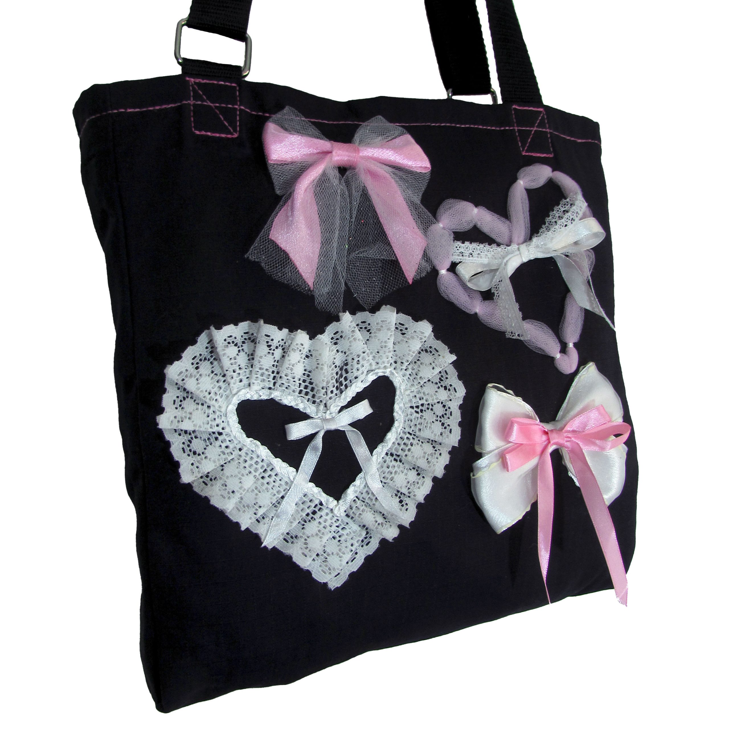 Tote bag sustentable cintas y corazones - Imagen 2